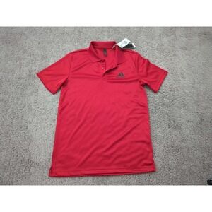 Adidas Polo Shirt Mens Small Red Short Sleeve Logo D2M Golf Athletic NEW